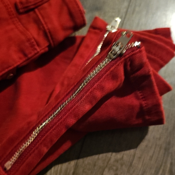 White House Black Market Burnt Red Skimmer Jeans Size 4 Stretch  Zipper On Side - Picture 5 of 7